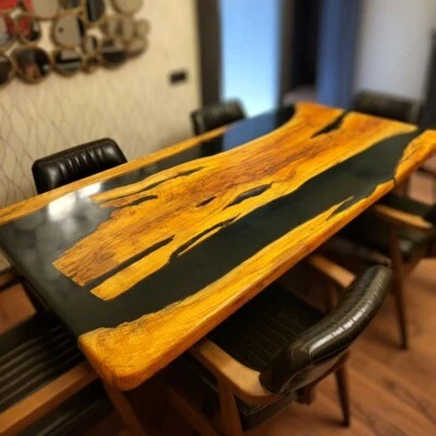 Black River Epoxy Walnut Table top- Dining Table / conference table / sofa table - Image 1 of 4