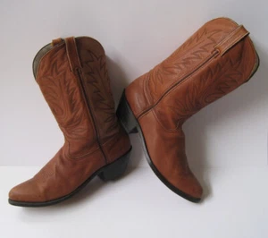 DURANGO #4104 COWGIRL WILD TAN LEATHER BOOTS SIZE US 9.5M NICE - Picture 1 of 13