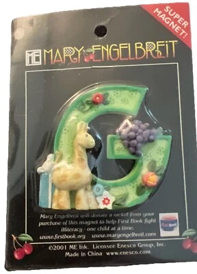 Mary Engelbreit Letter G Super Magnet Alphabet Initial 2001 Enesco Giraffe Grape - Image 1 of 3