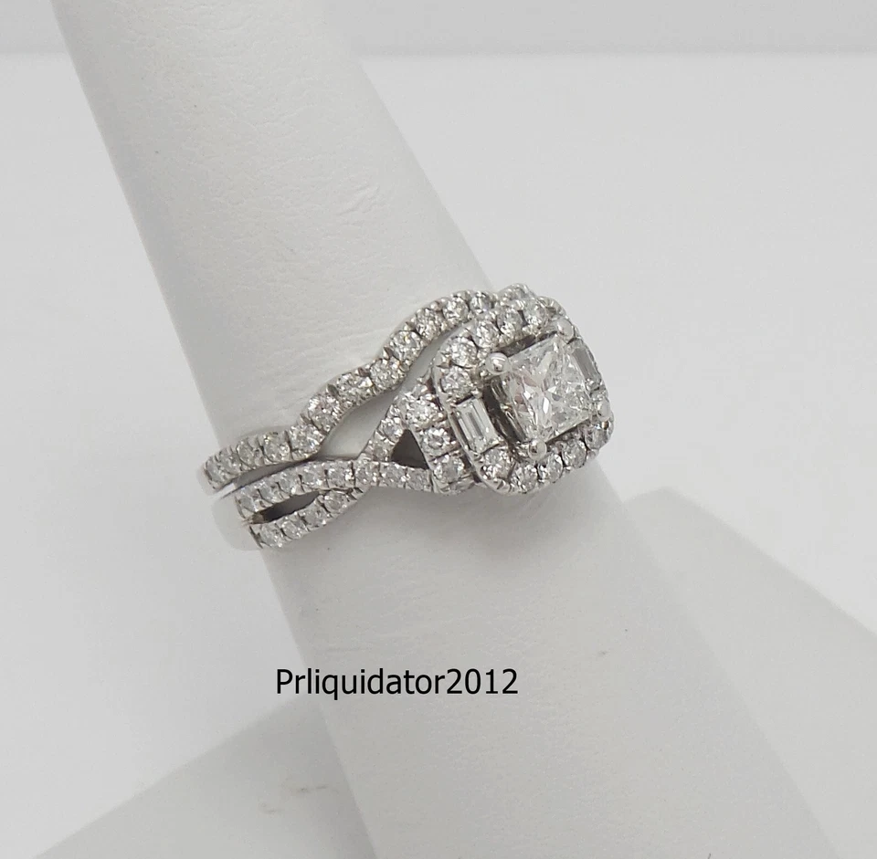 Adrianna Papell 1.20CT Natural Diamond Wedding Bridal Ring Set 14K White Gold - Image 1 of 4