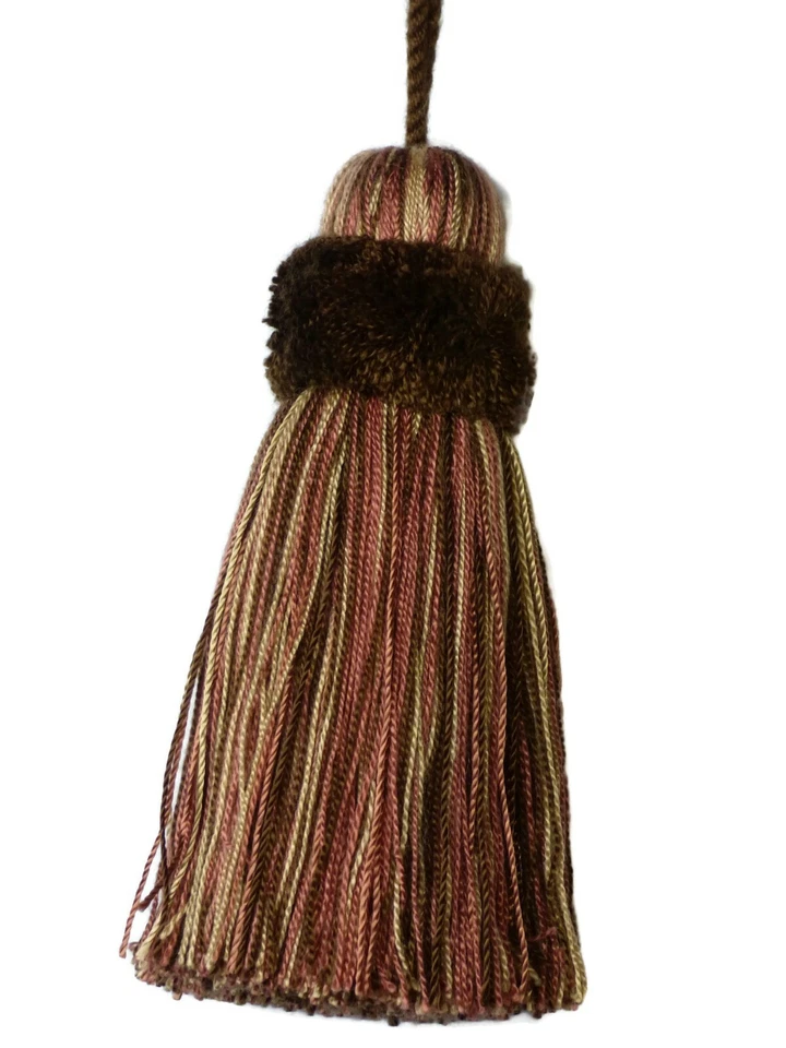 Nantucket Recorte Newport POLVORIENTO MALVA ROSA MARRÓN TONOS Mezcla 4" Borla Llave  Foto 1 de 1