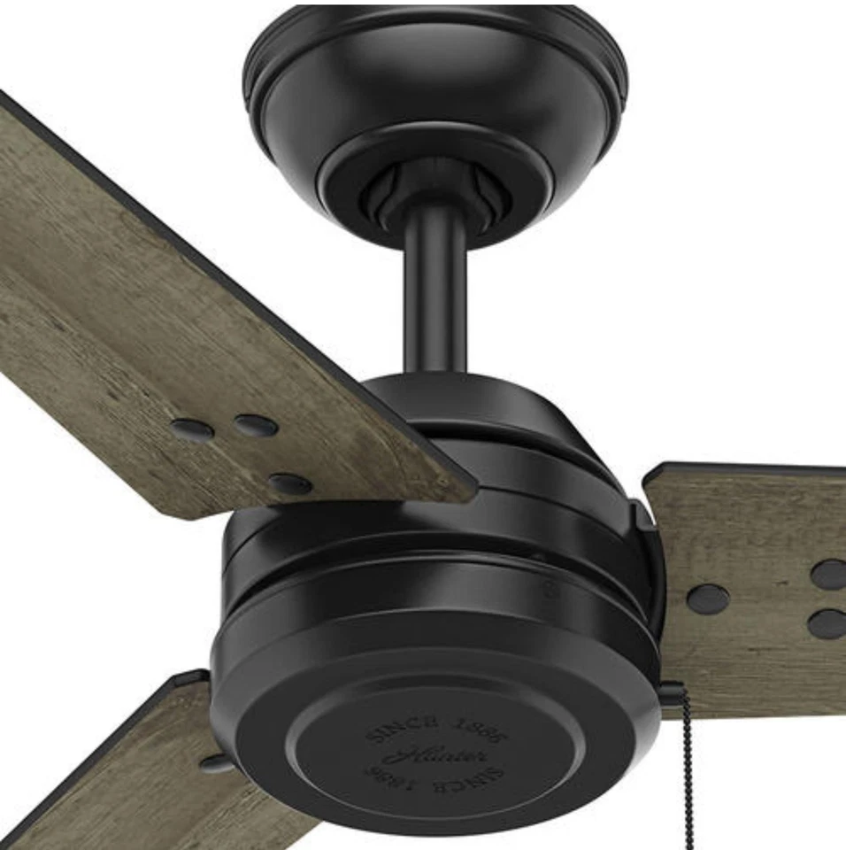 Large 52" Outdoor Ceiling Fan Industrial Damp Black Grey Rustic Patio Deck Porch - Image 1 of 4