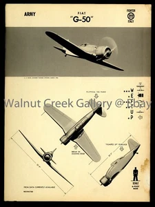 WWII Aircraft Identification Poster, Fiat G-50, Art Print on 11x14" 09181 - Picture 1 of 1