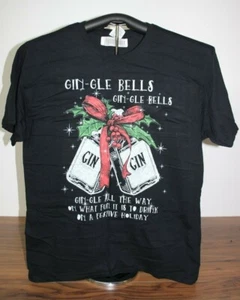 GIN-GLE BELLS...GIN-GLE BELLS-wie Jingle Bells aber mit Trink T-Shirt Lrg Blk - Bild 1 von 4