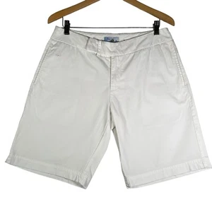 Bermudas para mujer Guy Harvey talla 10 blancas delanteras planas bolsillos de algodón chino - Imagen 1 de 9