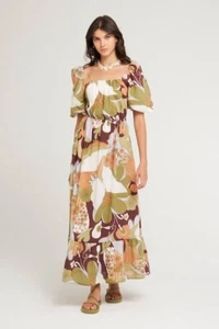 Antik Batik Bahia Cutout Ruffle Maxi Dress With Square Neckline  Adjustable Back - Picture 1 of 14