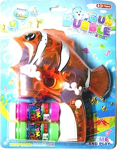 Fish style Bubble Gun Blower Blaster with Flashing LED Lights & Music 2 Refill - Picture 1 of 1