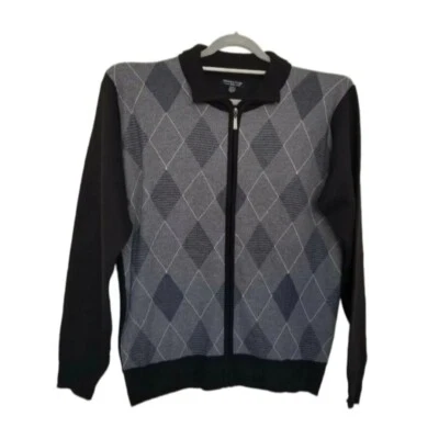 SAHARA CLUB Mens Full Zip Collared Argyle Sweater Size XL Tight Knit. - Image 1 of 4