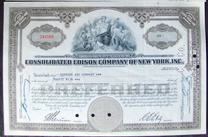 Consolidated Edison Comp. Stock Certificate Payee BARBANK & Co Broker Merrill L - Picture 1 of 2