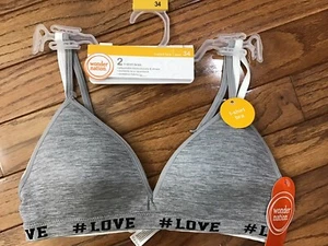 New FRUIT OF THE LOOM GIRLS T-shirt BRAS 2PK PL140  SIze 34 Molded Cup (A13) - Picture 1 of 12