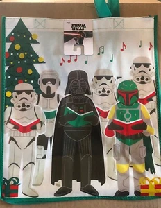 Borsa tote riutilizzabile - Star Wars Darth Vader Boba Fett e Stormtroppers tema Natale - Foto 1 di 3