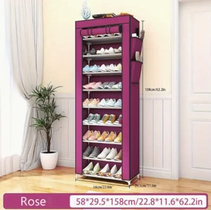 Shoe Rack Organizer Shoes Shelf Hanging Storage Closet Holder 10-Tier Layers - Picture 1 of 9