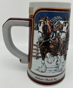 Beer Stein~Mountain Snow~Budweiser 1989 Christmas~USED~Holiday Mug - Picture 1 of 7