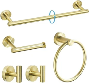 TURS 5 Piece Brushed Light Gold Bathroom Hardware Accessory Set Stainless Steel - Picture 1 of 2