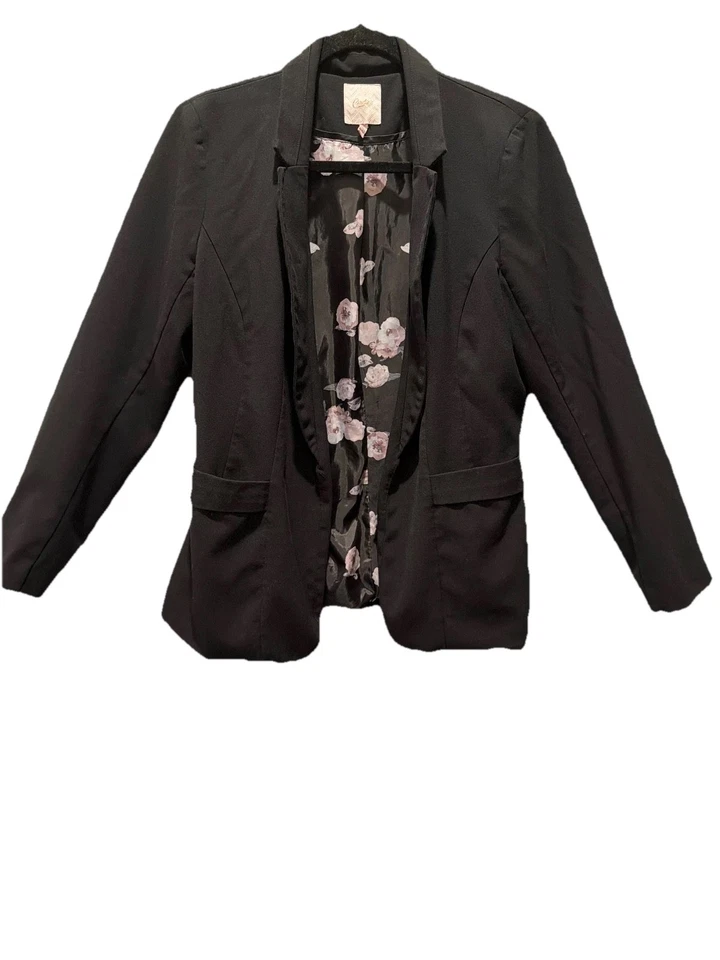 Blazer Candies Mujer Manga Larga Negro Talla Grande Forro Floral Carrera/Oficina Foto 1 de 4