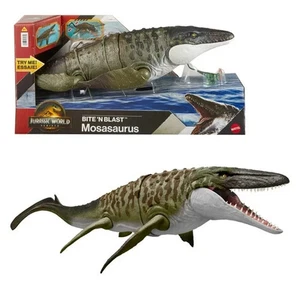 Jurassic World Rebirth Bite N Blast Mosasaurus Actionfigur Mini Dilophosaurus - Bild 1 von 6
