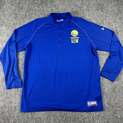 Golden State Warriors Shirt Mens 2XL Blue NBA Basketball Long Sleeve Quarter Zip - Image 1 of 4