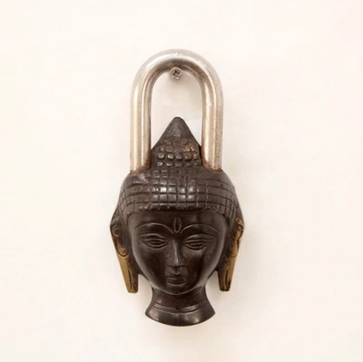 Candado Buda Estatua Cerradura Puerta Pecho Baúl Cerradura y Llave De Colección Raro Coleccionable Foto 1 de 4