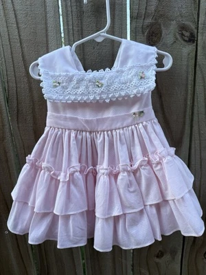 Vintage Marthas Miniatures Pink Ruffle Dress Small Flowers No Size Tag (2T) - Image 1 of 4