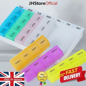7 Day UK Pill Box Medicine Tablet Dispensr Organiser Weekly Storage Weekly Daily - Foto 1 di 13