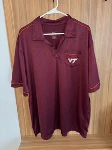 Polo Virginia Tech Hokies uomo XXL 2XL Nike Dri Fit tasca marrone - Foto 1 di 10