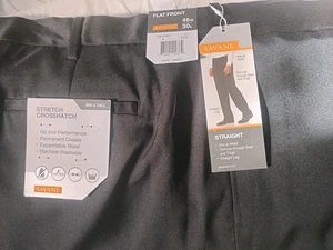 Savane Herren flach Stretch Big Tall Crosshatch Anzughose, schwarz gerade [46x30] - Bild 1 von 4