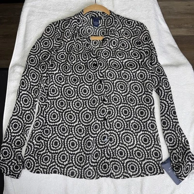 Top elegante Doncaster 100 % seda blanco y negro con patrón floral - talla 8 mediano nuevo con etiquetas Foto 1 de 4
