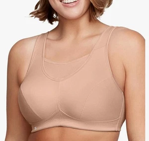 Reggiseno sportivo Glamorise 1066 figura completa senza rimbalzo camicetta senza fili taglia 40G caffè - Foto 1 di 9