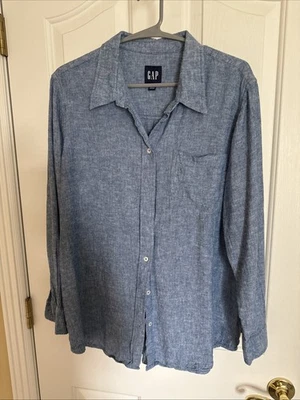 Gap Ladies Lightweight Long Sleeve Collared Linen Button Down Top - Image 1 of 4