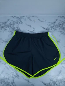 NIKE Girls Youth Extra Large Dri-Fit Running Shorts Lined Gray With Neon Green  - Picture 1 of 11