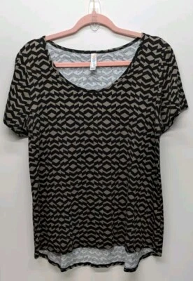 Camisa LuLaRoe Mujer Clásica Talla T Grande Negra y D. Beige Patrón Ajuste Talla 12-14 Foto 1 de 4