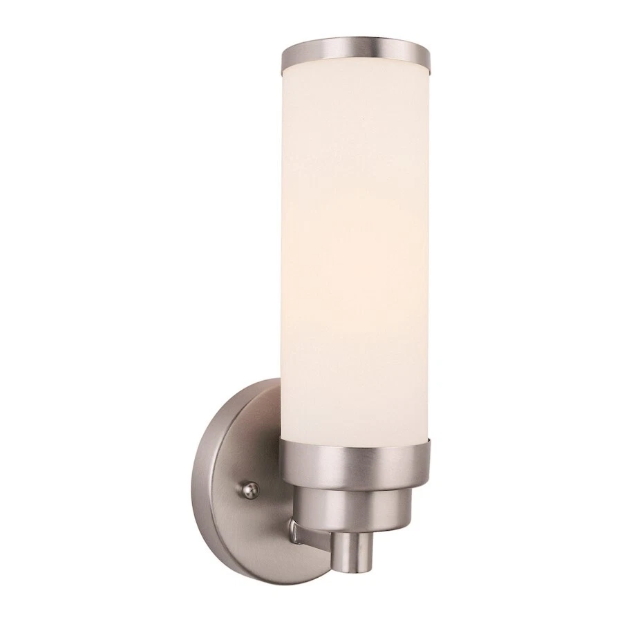 Forte Lighting Morgan 1 Light Wall Sconce, Nickel/Satin Opal - 55007-01-55 - Image 1 of 1
