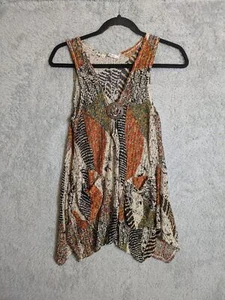 Boho Knit Patchwork Tank Top Size XS/S Coconut Button Coastal Cowgirl Western - Picture 1 of 7