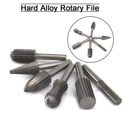 6Pcs/set HSS Rotary File Burring Rasp Drill Grinding Wood Grinder 1/4'' Shank - Image 1 of 4