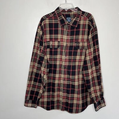Camisa de franela FADED GLORY para hombre 2XL 50-52 roja negra tostada a cuadros algodón con botones XXL Foto 1 de 4