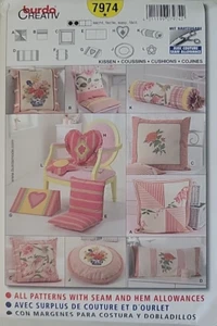 Burda 7974 Easy Sewing Pattern Home Decor Cushions Throw Pillows Uncut - Picture 1 of 2