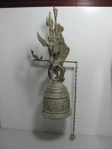 Vintage Brass Monastery / Church Wall Bell Deep Loud Tone In Good Aged Condition - Foto 1 di 13