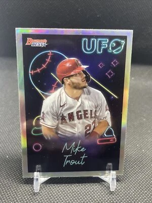 2022 BOWMAN’S BEST MIKE TROUT UFO REFRACTOR #UFO-1 SP INSERT LA ANGELS - Image 1 of 4