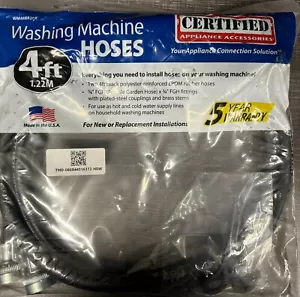 2 Pack Washing Machine Hoses, Black EPDM Rubber, 3/4 FGH X 3/4 Fittings - 4 ft - Picture 1 of 3