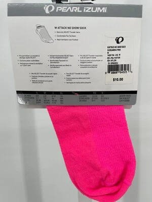 Pearl Izumi Women Attack No Show Multisport Socks Sz M Screaming Pink Quick Dry - Image 1 of 4