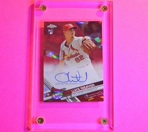 2017 Topps Chrome, Luke Weaver RED ATOMIC REFRACTOR #d 7/10 Auto RC Autograph Mt