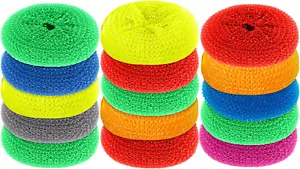 Plastic Dish Scrubbers for Dishes Pot round Nylon Pad, Mesh Scouring Non Scratch - Picture 1 of 7