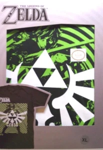 Legend of Zelda - Black T-Shirt w/ Triforce Green/White Size XL (New) - Picture 1 of 2