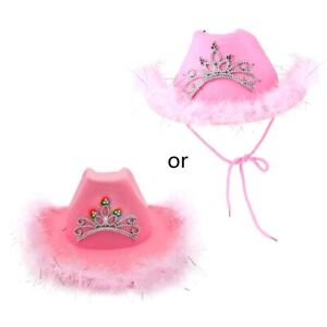 Pink Cowgirl Hats for Women Cow Girl Hats with Tiara Neck Draw String Cowgirl
