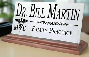 Medical Doctor Nameplate Gift - Marble Physician Desk Name Plate - Solid Marble - Picture 1 of 7