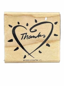 Thanks Word Phrase Inside Heart Love Sign Symbol Valentines Wood Rubber Stamp - Imagen 1 de 4