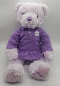 FAO SCHWARZ PURPLE DRESS SITTING TEDDY BEAR STUFFED ANIMAL PLUSH TOY SOFT GIRL - Picture 1 of 7