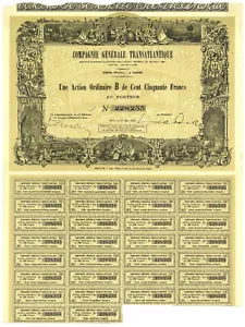Compagnie Generale Transatlantique Bond Certificate. France - Afbeelding 1 van 1