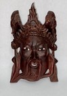 Antique Hand Carved Wood Mask Chinese Tibetan Emperor Dragon Rare Wall Decor