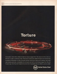 1961 United States Steel: Torture Automakers Wheels Vintage Print Ad - Picture 1 of 1
